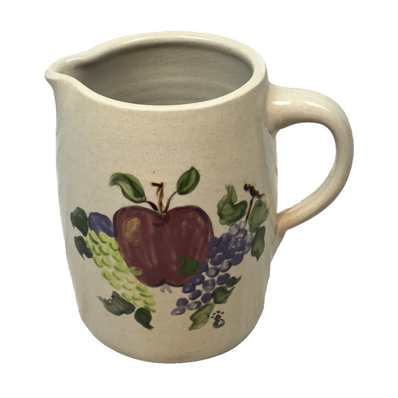Casey Pottery Marshall Texas 6" Pitcher Pottery Apple Grapes Handmade - Picture 1 of 8